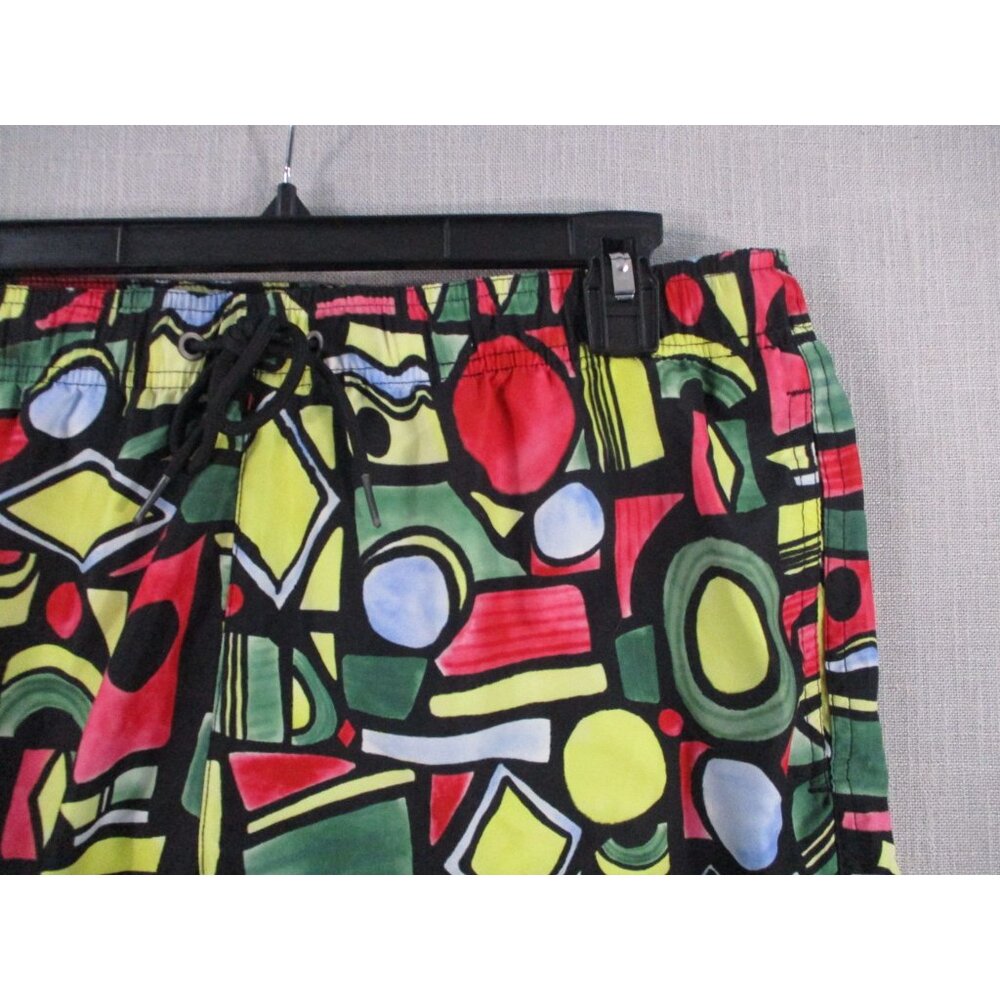 PacSun Mens Geometric Print Swim Shorts Size M Black Multi-Color Elastic Waist‎ - Picture 2 of 9